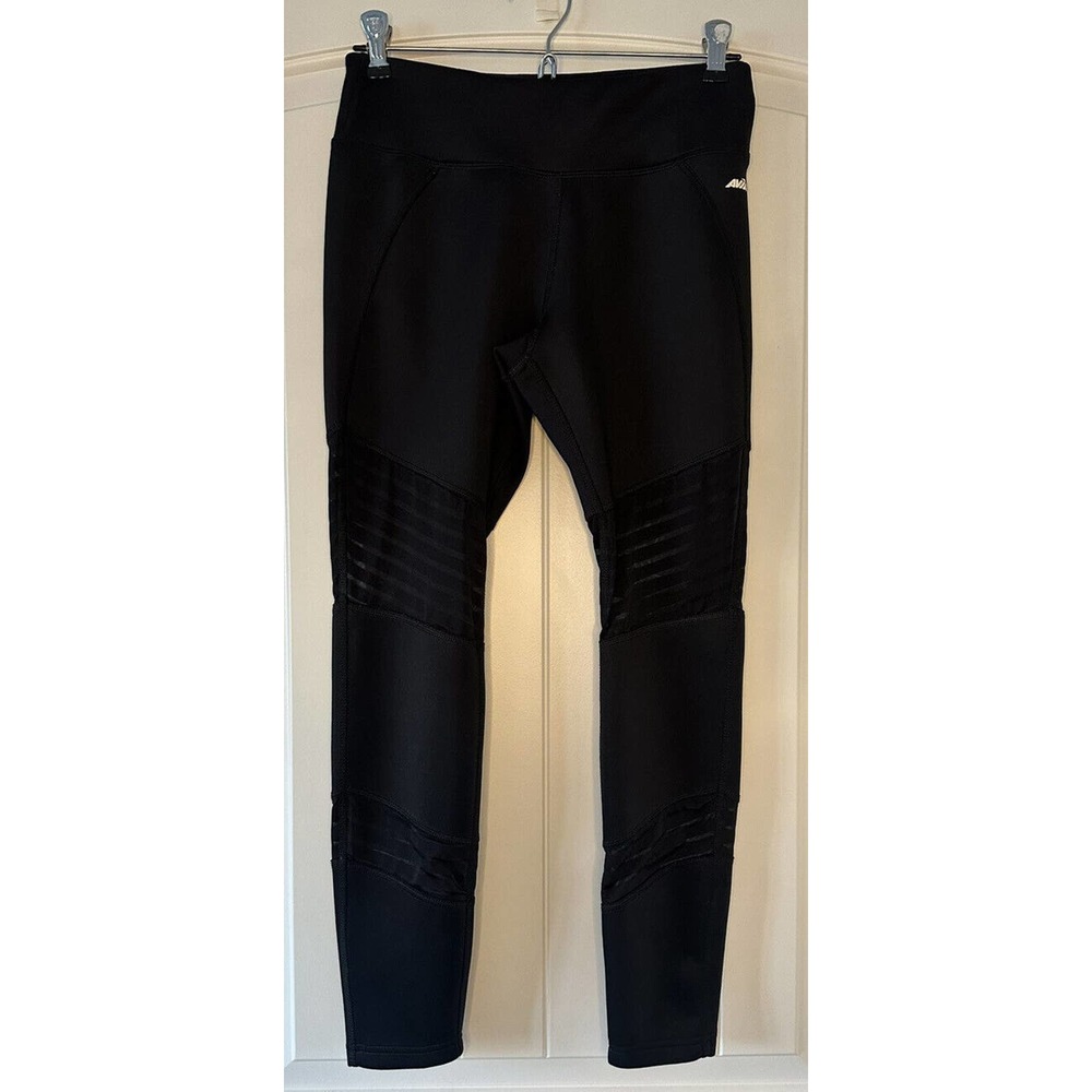 Avia High Waist Black Sheer Inserts Cropped Stretch Leggings Women’s Size S